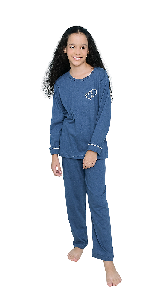 Ref. 5048 Pijama infantil feminino longo - 2 corações