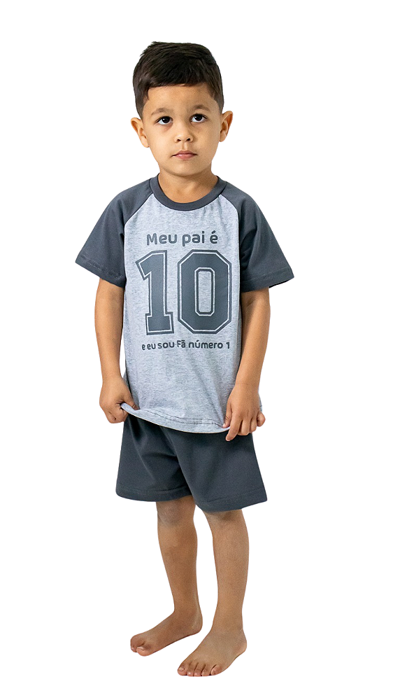 Ref. 7002 Pijama infantil unissex curto - Eu sou fâ do meu Pai