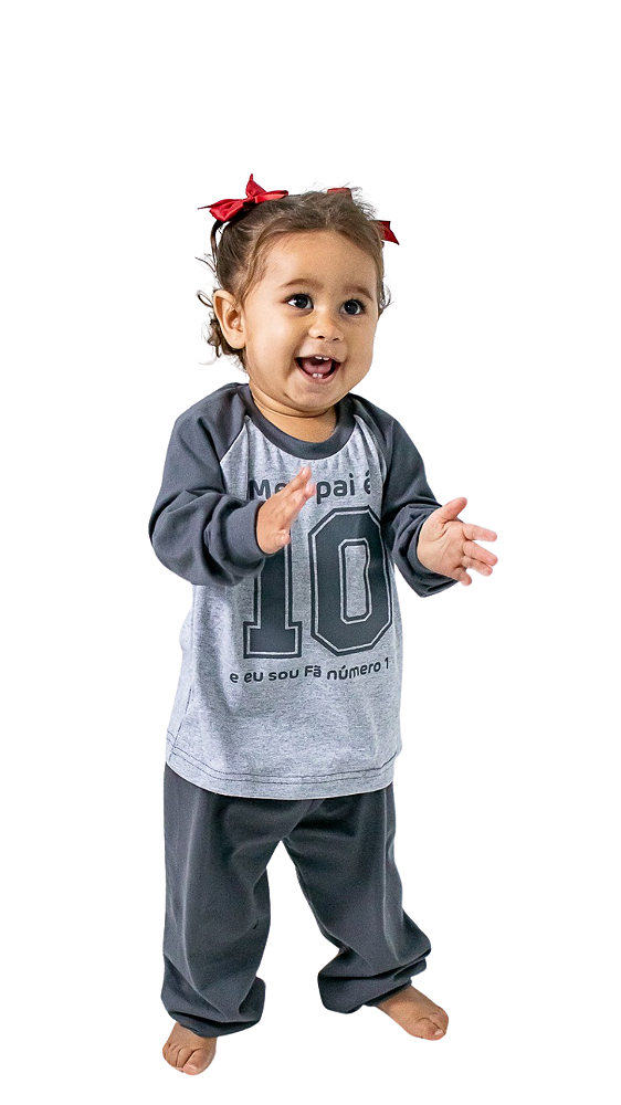 Ref. 7005 Pijama infantil unissex  longo - Eu sou fã do meu pai