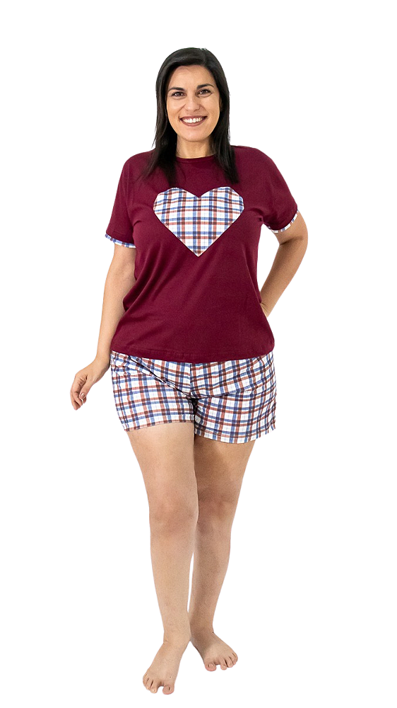 Ref. 4000 Pijama feminino curto - vinho