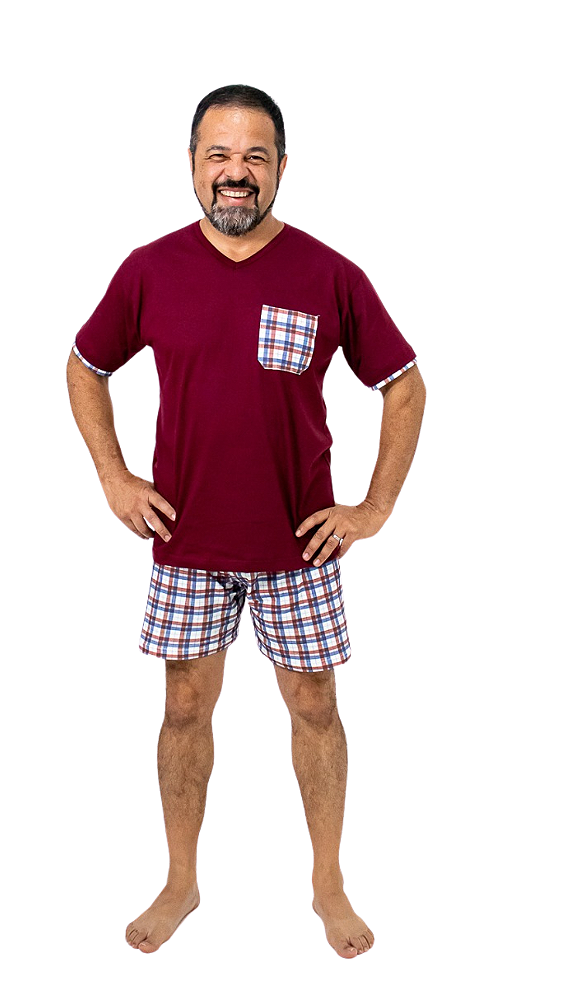 Ref. 4001 Pijama masculino curto - vinho