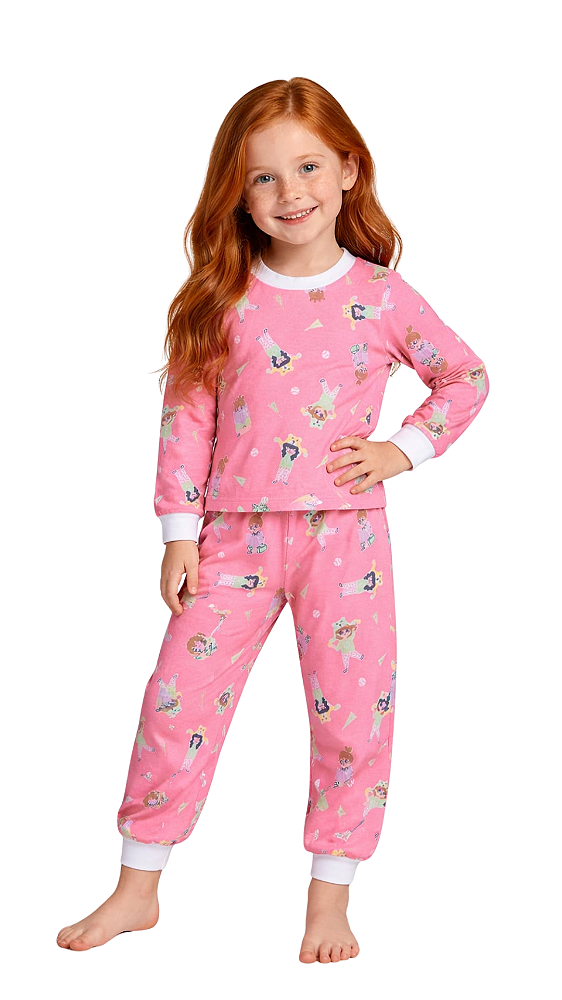 Ref. 1016 Pijama longo em malha estampado