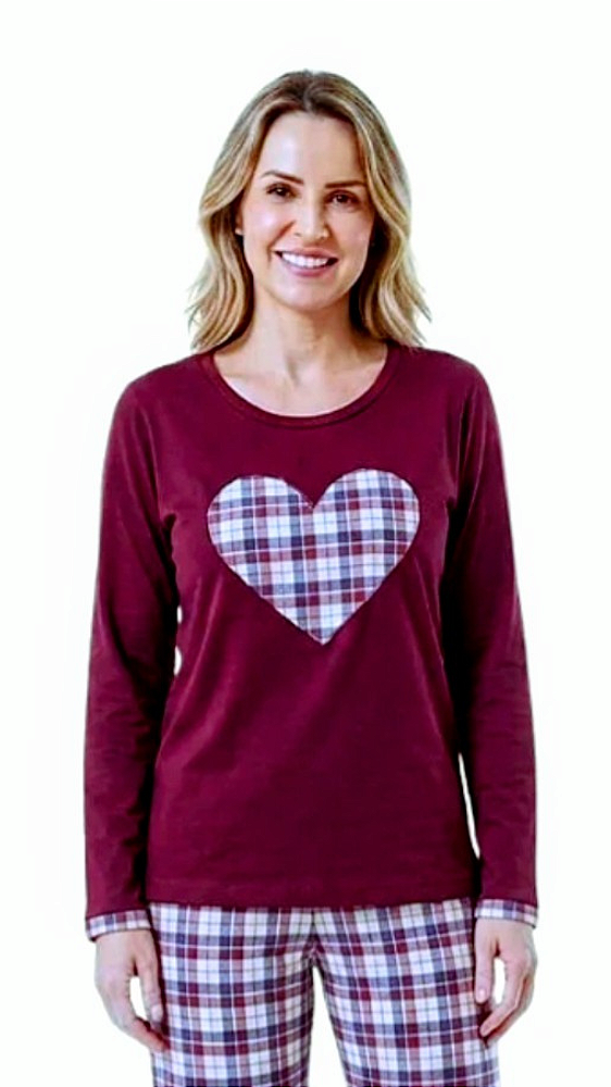 Ref. 5018 Pijama feminino longo - vinho