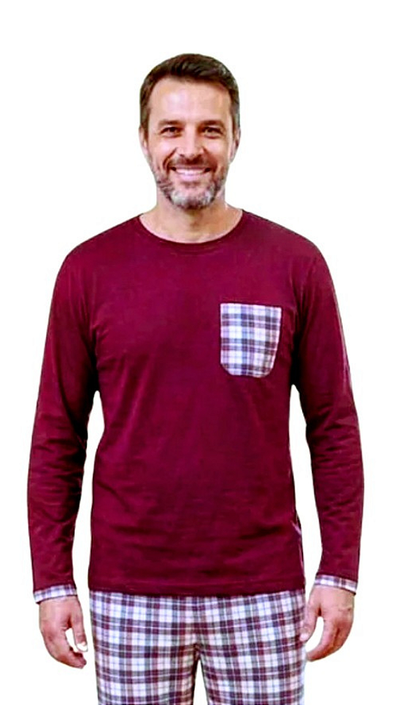 Ref. 5019 Pijama masculino longo - vinho