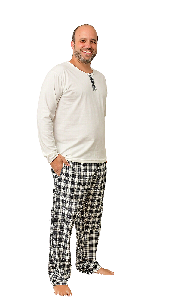 Ref. 10002 Pijama masculino com calça em flanela de algodão - Nat Pijamas