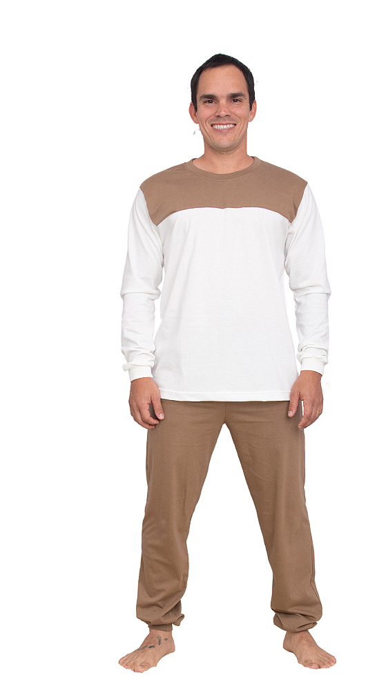 Ref. 10227 Pijama masculino em malha longo marron