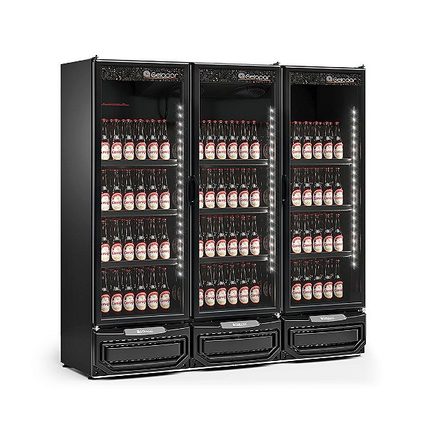 Refrigerador Expositor para Cervejas Conveniência Linha Black 3 Portas GCBC 1450 LB - Gelopar
