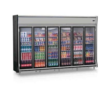 Expositor Vertical 6 portas refrigerado Linha Pop GEVP 6P PR 220v - Gelopar