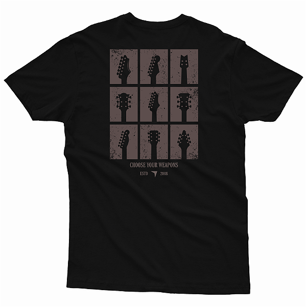 CAMISETA INFANTO JUVENIL PRETA GUITARRAS
