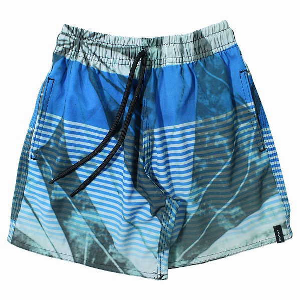 SHORT ELÁSTICO INFANTO JUVENIL FULL PRINT AZUL - BOARDSHORT