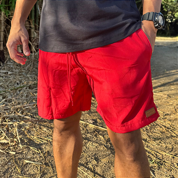 SHORT ADULTO ELASTANO VERMELHO - BOARDSHORT
