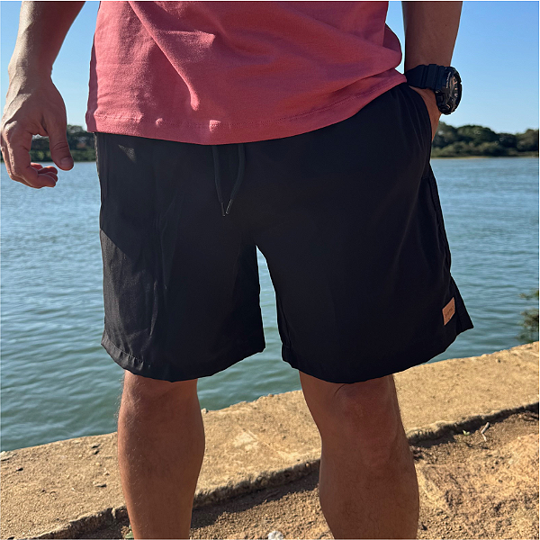 SHORT ADULTO ELASTANO PRETO - BOARDSHORT