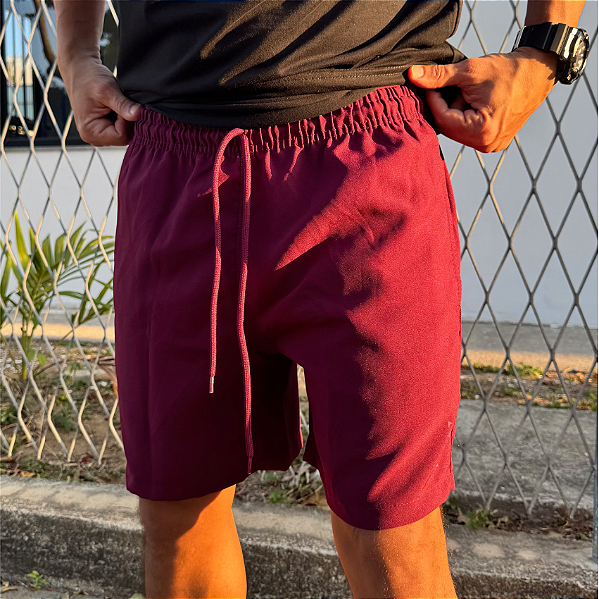 SHORT ADULTO ELASTANO VINHO - BOARDSHORT