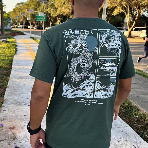 T-SHIRT ADULTO VERDE MILITAR JAPÃO