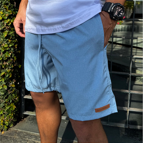 SHORT ADULTO ELASTANO  AZUL MESCLA