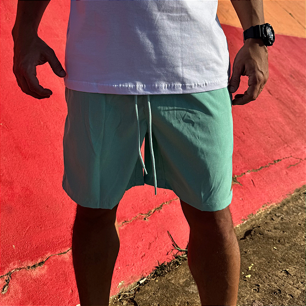 SHORT ADULTO ELASTANO VERDE MESCLA