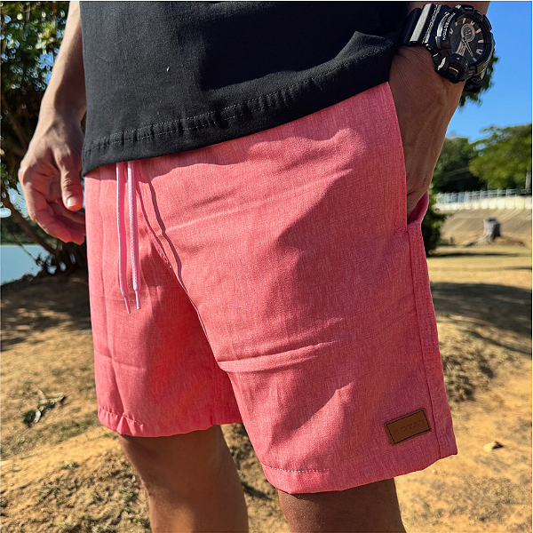 SHORT ADULTO ELASTANO GOIABA MESCLA
