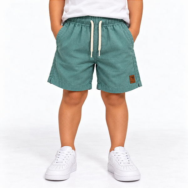 SHORT LINHO INFANTIL E JUVENIL - LISO VERDE ÁGUA