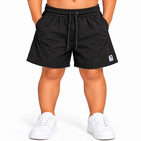 SHORT DÁGUA FLEX INFANTIL E JUVENIL - LISO PRETO
