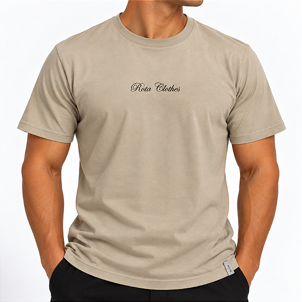 CAMISETA REGULAR MINIMAL - ROTA CLOTHES AREIA
