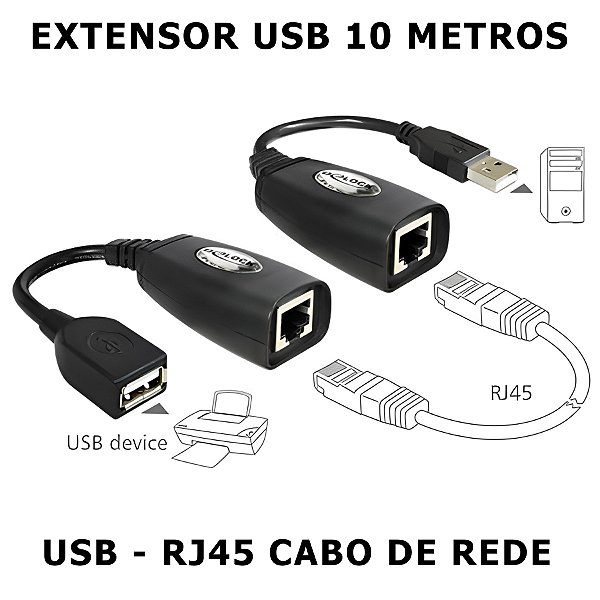Adaptador Cabo Usb 10 Metros Extensor Usb Via Cabo Rede Rj45 SEGCFTV Seguranca Eletronica e Sistemas CFTV