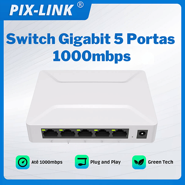 Switch Gigabit de Mesa 5 Portas  -  10/100/1000mbps