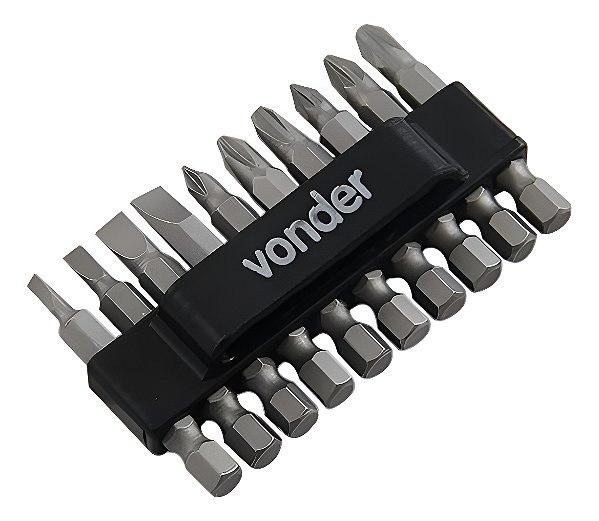 Jogo De Bits Ponteiras Encaixe Sextavado 1/4 5cm Vonder 10pç