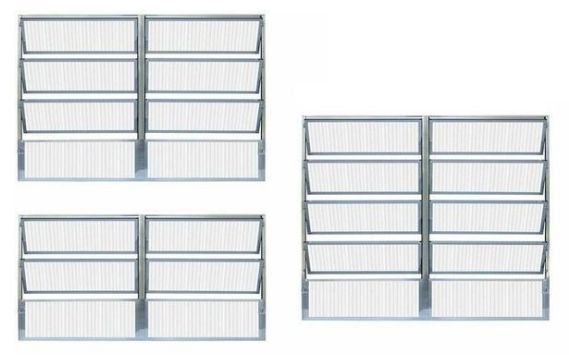 Janela basculante alumínio brilhante duas seções vidro mini boreal - linha 16 lux esquadrias