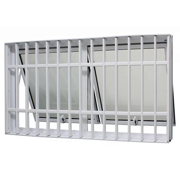 Janela maxim-ar alumínio branco 2 seções com grade vidro mini boreal - jap perfecta max