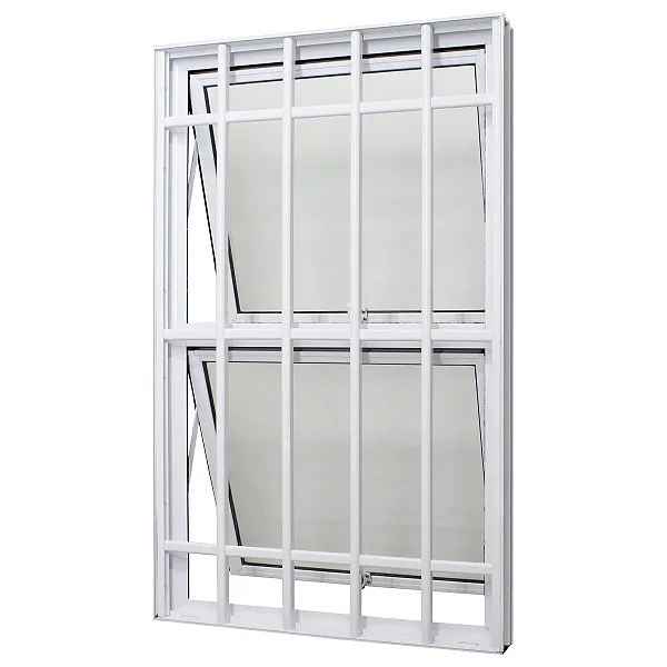 Janela maxim-ar alumínio branco duas seções verticais com grade vidro mini boreal - jap perfecta max