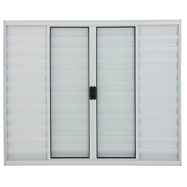 Janela veneziana alumínio branco 6 folhas sem grade vidro liso incolor - linha 20