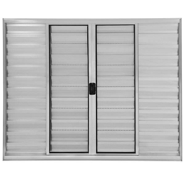Janela veneziana alumínio brilhante 6 folhas sem grade vidro liso incolor - linha 20