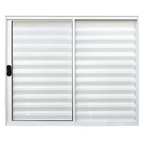 Janela veneziana alumínio branco 3 folhas uma fixa sem grade vidro liso incolor - linha 20