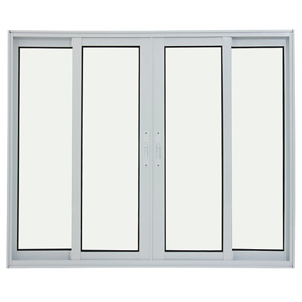 Janela de correr alumínio branco 4 folhas sem grade vidro liso incolor - linha 25