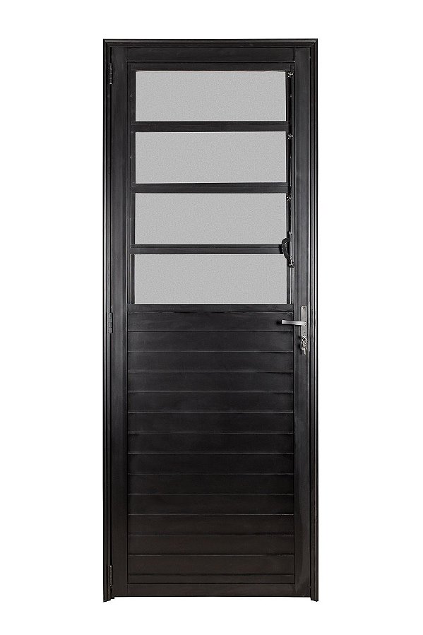 Porta lambril alumínio preto com basculante vidro mini boreal - linha 25 fortsul esquadrisul