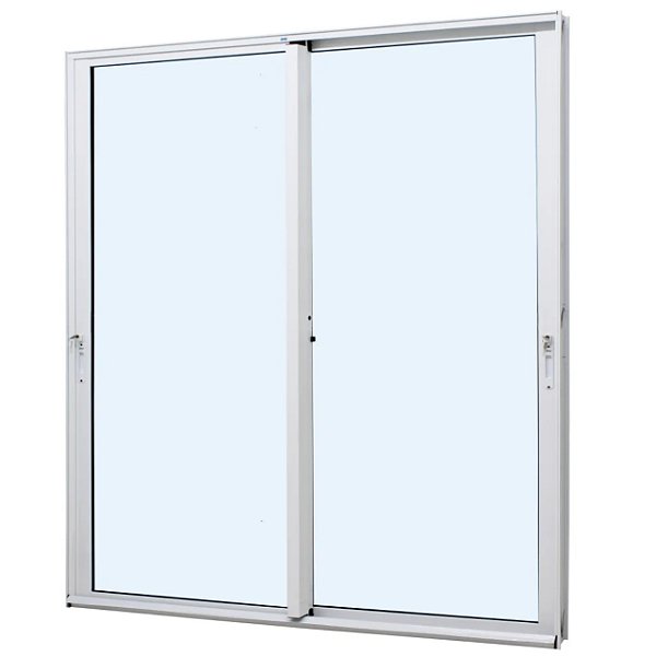 Porta de correr alumínio branco 2 folhas móveis vidro panorâmico temperado 6 mm com fechadura - jap caribe max