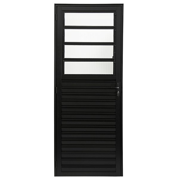 Porta alumínio preto com basculante vidro mini boreal - linha 25