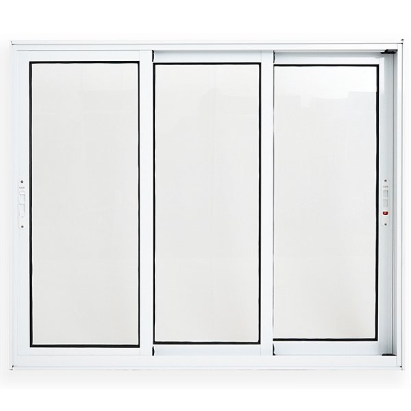 Janela de correr alumínio branco 3 folhas móveis sem grade - linha premium lux esquadrias