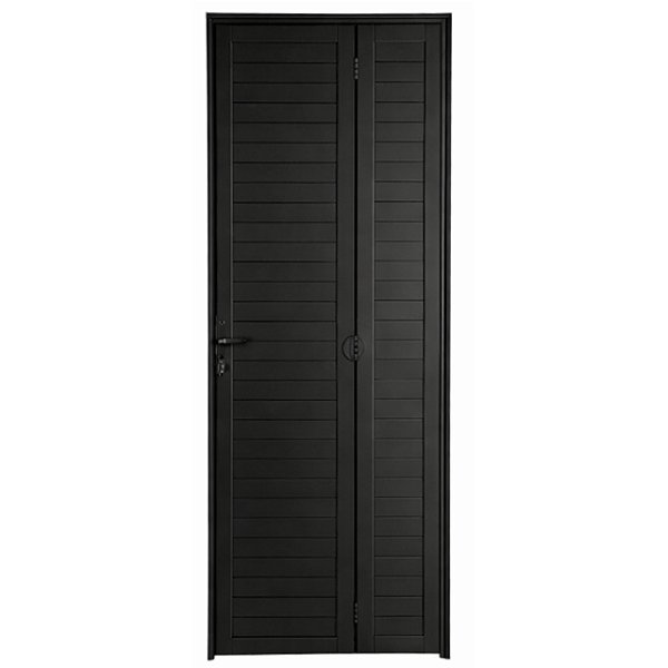 Porta camarão lambril alumínio preto com fechadura - linha 25 premium lux esquadrias
