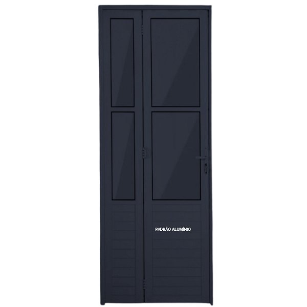 Porta camarão alumínio preto vidro mini boreal com fechadura - linha 25 premium lux esquadrias