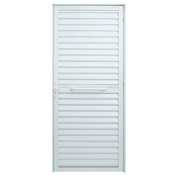 Porta palheta acessibilidade alumínio branco sem ventilação com barra de apoio - linha 25 lux esquadrias