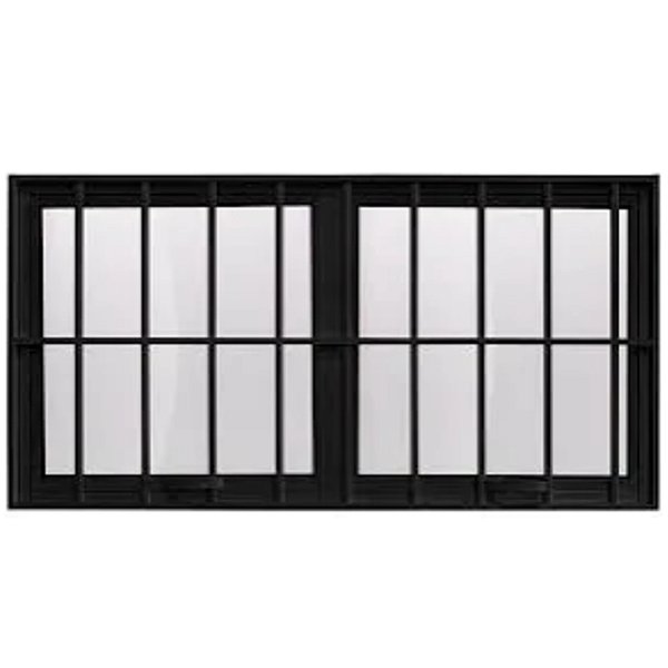 Janela maxim-ar alumínio preto duas seções com grade vidro mini boreal linha max lux esquadrias