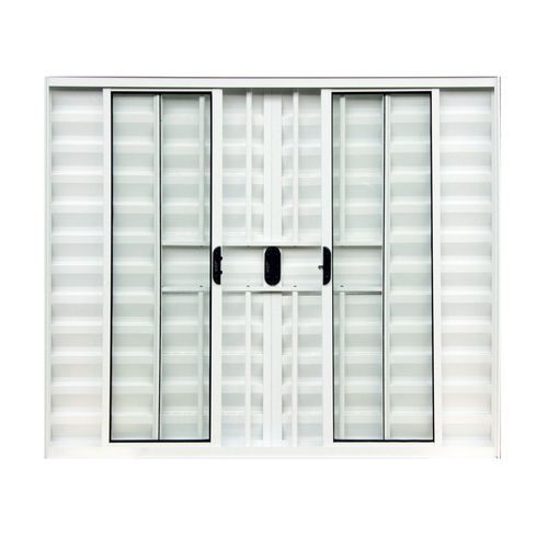 Janela veneziana alumínio branco 6 folhas com grade vidro liso incolor - ecosul esquadrisul