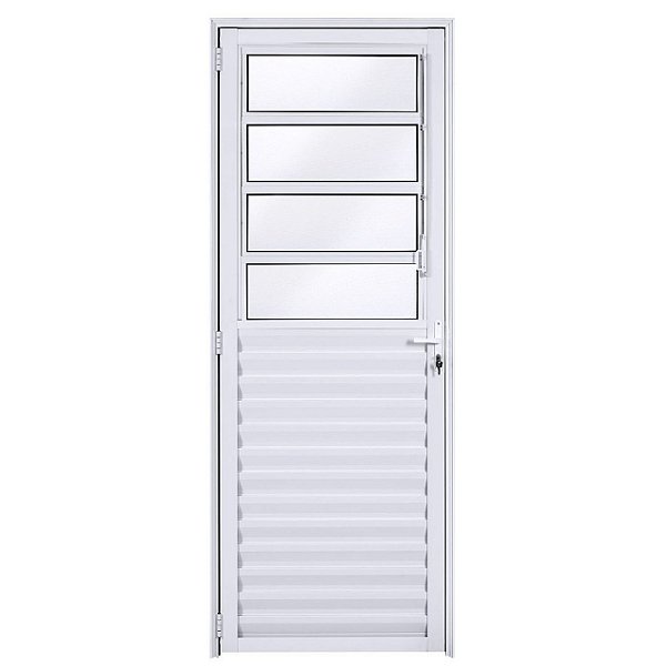 Porta alumínio branco com basculante vidro mini boreal - linha 25
