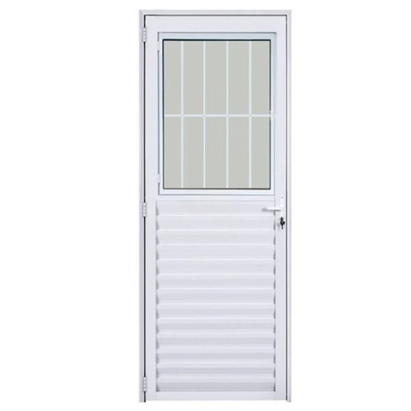 Porta alumínio branco social com postigo vidro mini boreal - linha 25