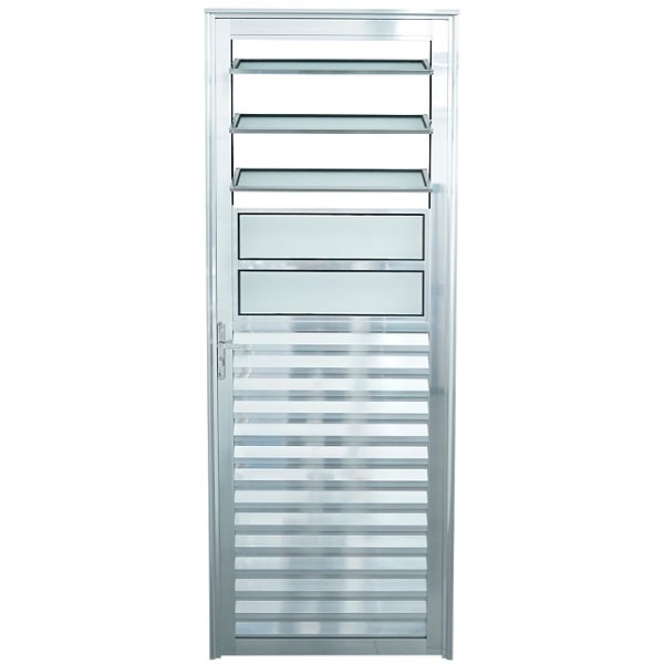 Porta alumínio brilhante com basculante vidro mini boreal - linha 25 lux esquadrias