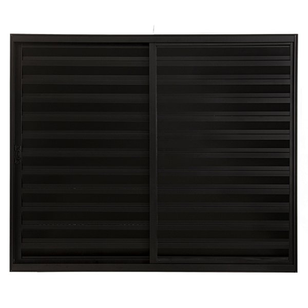 Janela veneziana alumínio preto 3 folhas uma fixa sem grade vidro liso incolor linha 20