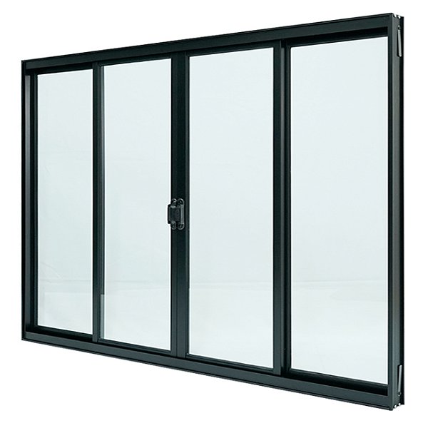 Janela de correr alumínio preto 4 folhas sem grade vidro liso incolor linha 20