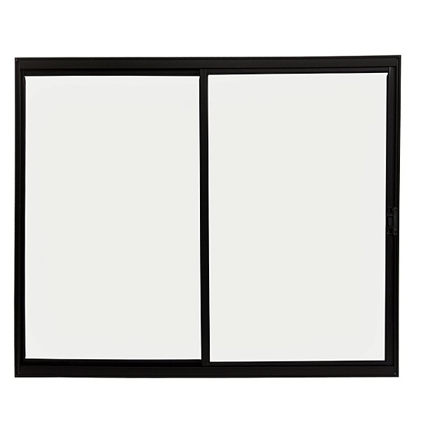 Janela de correr alumínio preto 2 folhas uma fixa sem grade linha 20