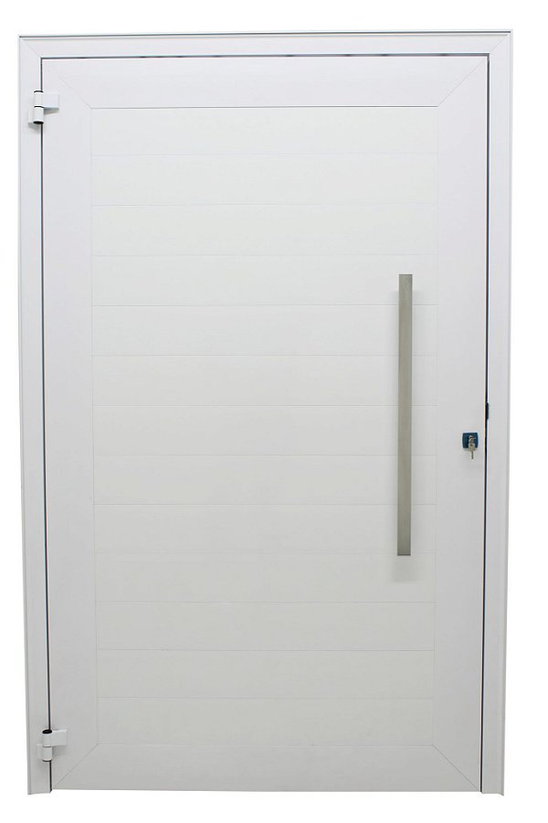 Porta lambril alumínio branco com puxador e fechadura rolete - linha 40 fascino jap